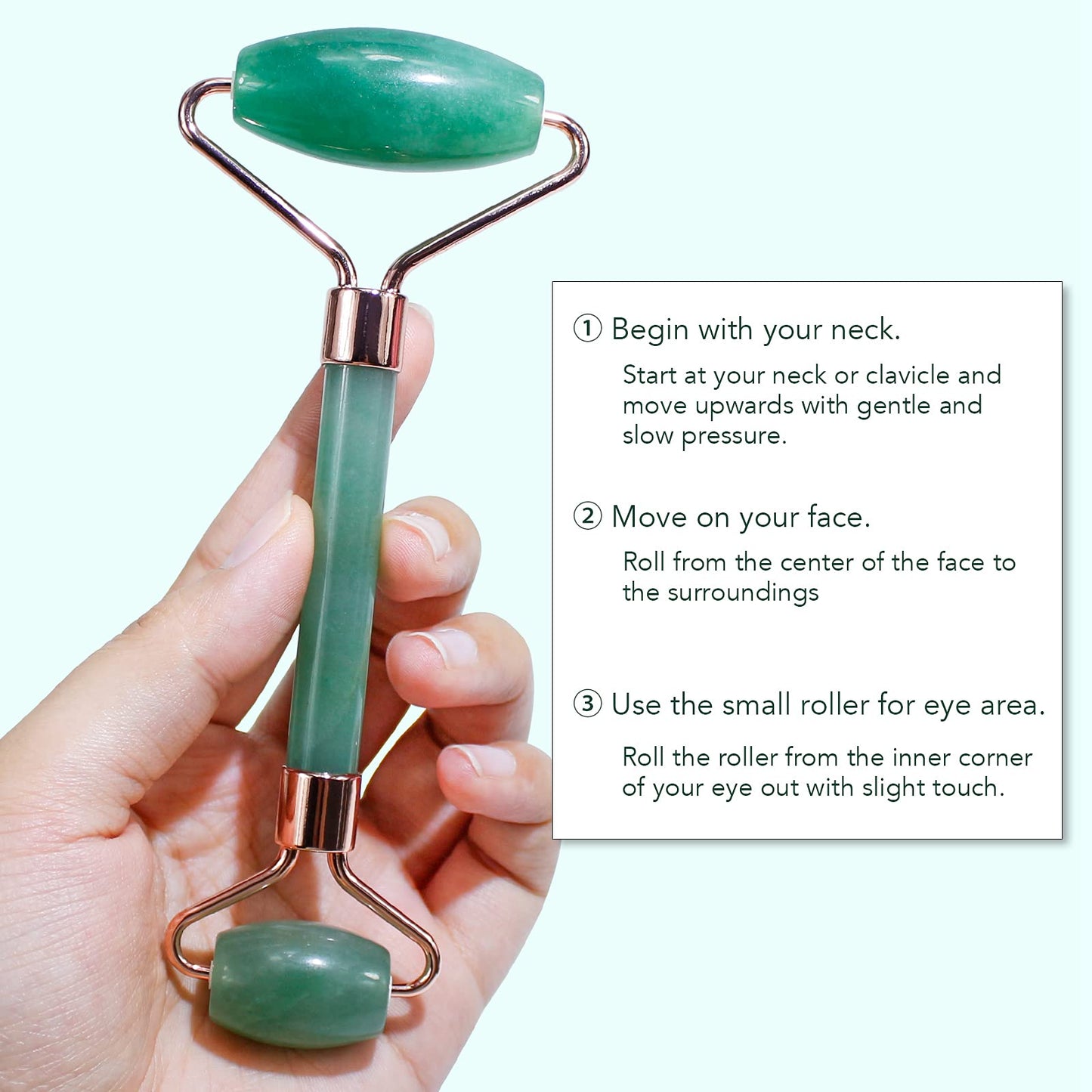 BAIMEI Jade Roller & Gua Sha Set Face Roller and Gua Sha Facial Tools for Skin Care Routine and Puffiness, Self Care Gift for Men Women - Light Green