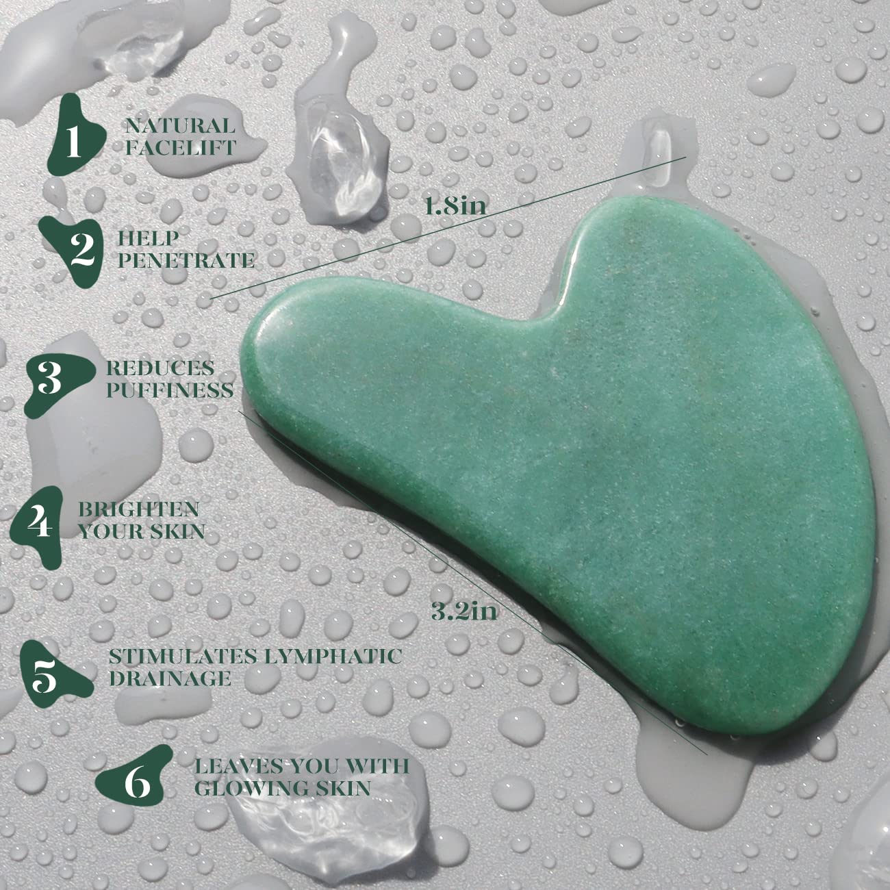 BAIMEI Jade Roller & Gua Sha Set Face Roller and Gua Sha Facial Tools for Skin Care Routine and Puffiness, Self Care Gift for Men Women - Light Green